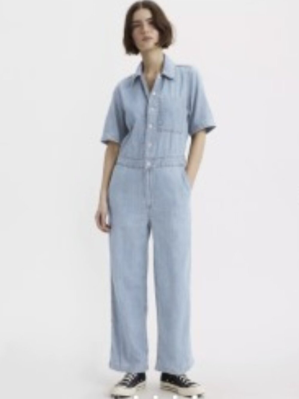 Levi's Short Sleeve Heritage Jumpsuit Glad To Meet You Light Wash Denim Size M